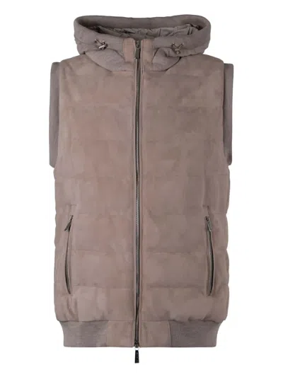 Moorer Vermeer Hooded Bodywarmer In Neutrals
