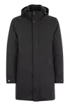 Moorer High Neck Hooded Jacket With Side Pockets In Black