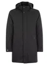 Moorer High Neck Hooded Jacket With Side Pockets In Black