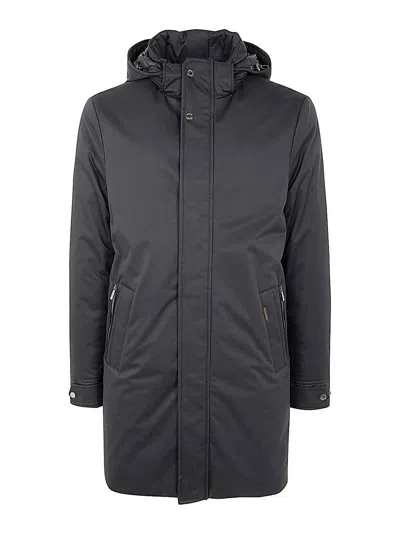 Moorer Vermont Ads Long Bomber Jacket In Blue