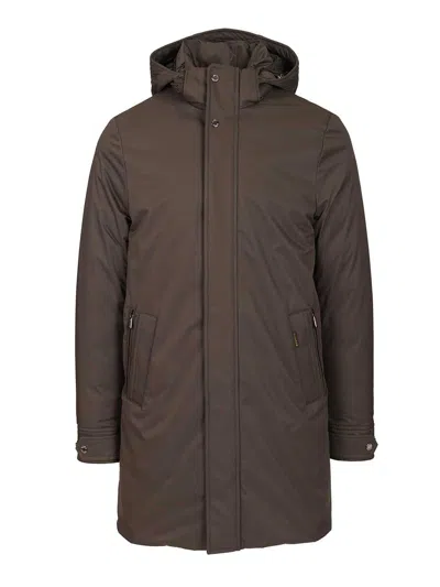 Moorer Vermont-ads Long Down Jacket Coats Grey In Brown