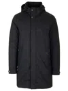 Moorer Long Padded Hooded Jacket With Adjustable Cuffs In Blue