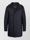 Moorer Navy-blue Down-feather Parka With Classic Hood In Blue