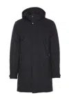 Moorer Long Padded Hooded Jacket With Adjustable Cuffs In Blu