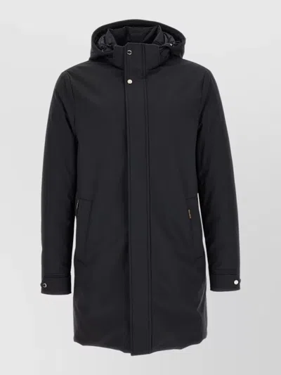 Moorer Vermont Hood Parka Long Sleeves Pockets In Black