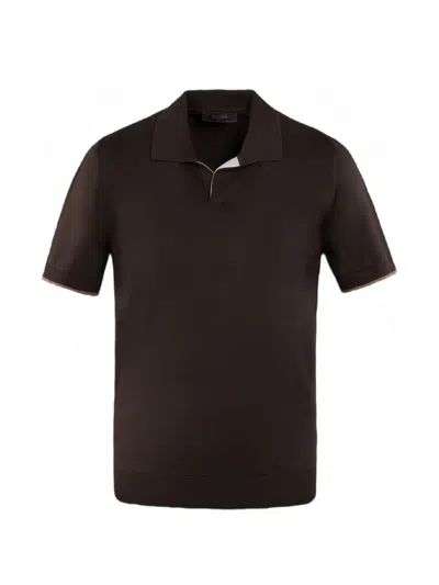 Moorer Vernon-lsp Polo Shirt In Brown