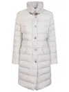 Moorer Vetiver-s3 Quilted Rabbit-fur Collar Jacket In White
