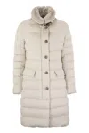 Moorer Vetiver-s3 Quilted Rabbit-fur Collar Jacket In White