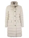 Moorer Vetiver-s3 Quilted Rabbit-fur Collar Jacket In Neutral