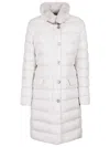 Moorer Vetiver-s3 Quilted Rabbit-fur Collar Jacket In White