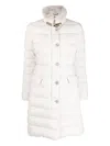 Moorer Vetiver-s3 Quilted Rabbit-fur Collar Jacket In Neutral