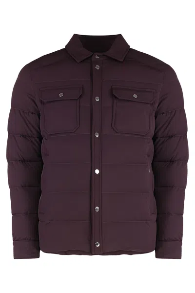Moorer Quilted Collared Jacket In Burgundy