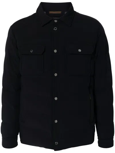 Moorer Midnight Blue Feather Down Jacket In Black