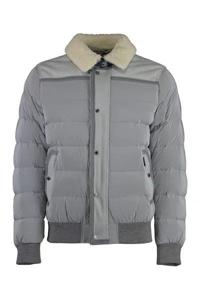 Moorer Viani Techno-nylon Down Jacket In Gray