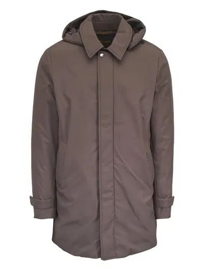 Moorer Vido-skt Hooded Coat In Brown