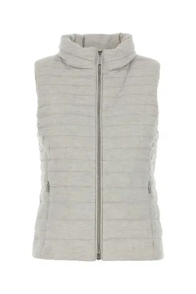Moorer Villan Linen Sleeveless Down Jacket In Grey