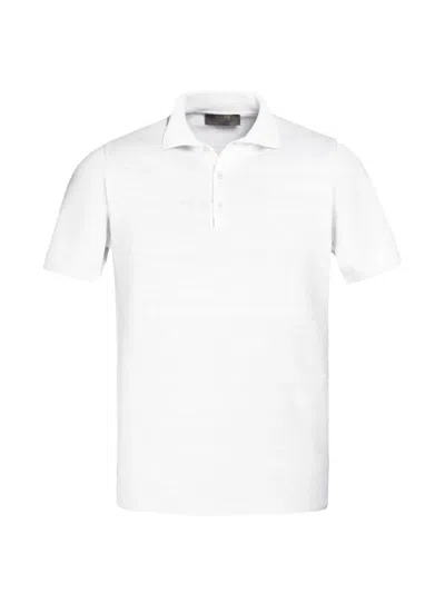 Moorer Vinal-mag Button-fastening Short-sleeve Polo Shirt In White