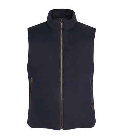 Moorer Virgin Wool-cashmere Reversible Falieri Gilet In Blue