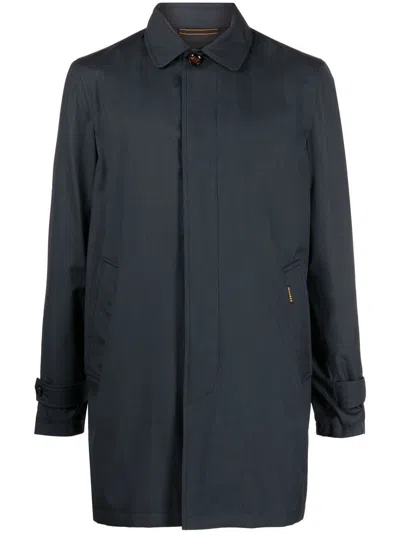 Moorer Vittor-go Wool-silk Overcoat In Blue