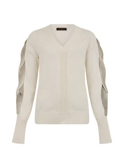 Moorer V-neck Sweater In Neutral