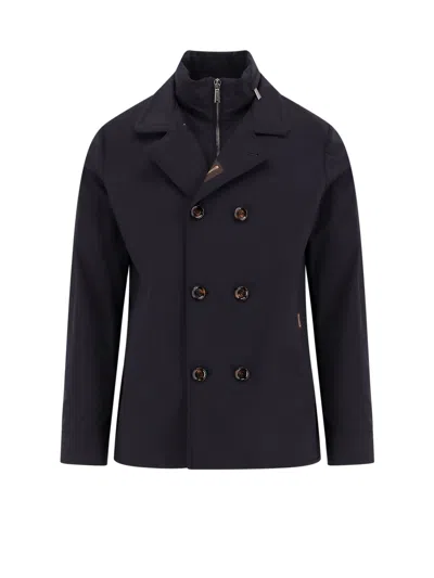 Moorer Volmer-kn Double-breasted Lined Jacket In Blue