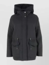 MOORER WAIST DRAWSTRING COAT WITH FUNNEL NECK AND HOOD