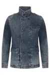 Moorer Washed Button Denim Jacket In Blue