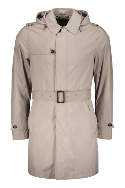 Moorer Waterproof Fabric Trench Coat In Gray