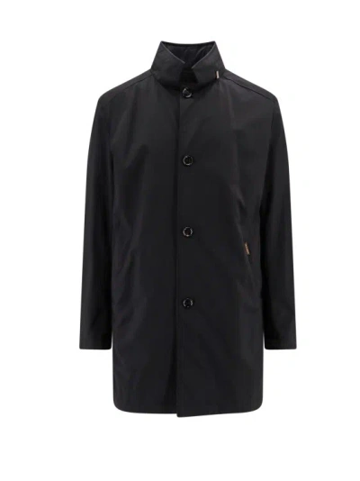 Moorer Waterproof Jacket With Hidden Hood In Black