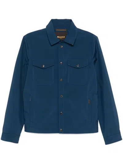 Moorer Waterproof Shirt Jacket In Blue