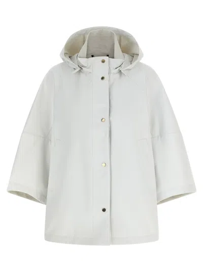 Moorer Water-repellent Technical Fabric Raincoat In White