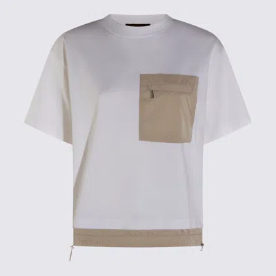 Moorer White And Beige Cotton T-shirt In Gray