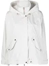 Moorer White Bomber Jacket With Hood In White