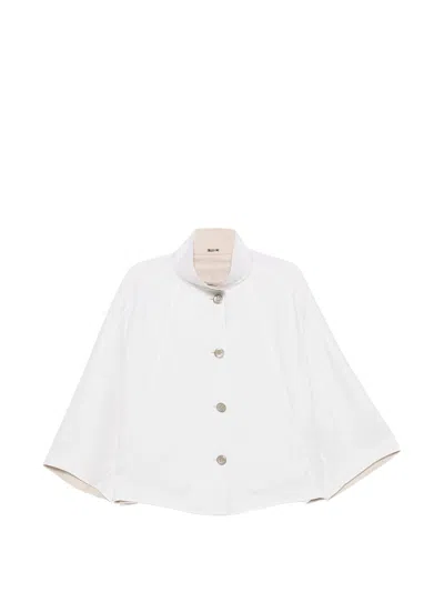 Moorer White Boxy Short Jacket With Wide Sleeves