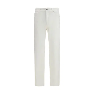 Moorer White Cotton Straight-leg Jeans