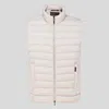 Moorer Quilted High Collar Sleeveless Jacket With Pockets In Stone