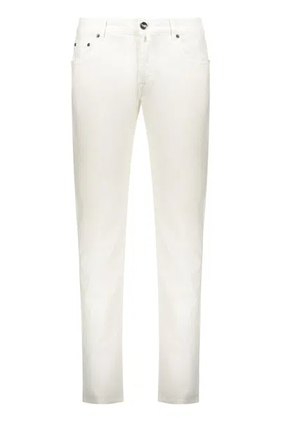 Moorer White Slim Jeans In Versatile Cotton In Neutral