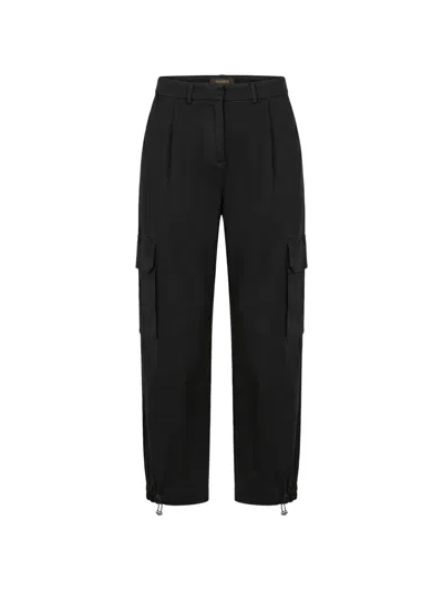 Moorer Wide-leg Cargo Pants In Black
