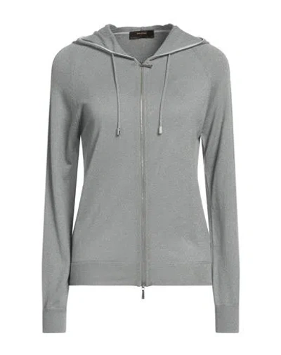 Moorer Woman Cardigan Grey Size 16 Cashmere, Metallic Fiber, Silk In Grey