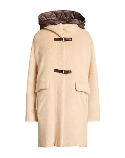 Moorer Woman Coat Beige Size 8 Alpaca Wool, Virgin Wool In Brown