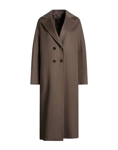 Moorer Woman Coat Charcoal Size 4 Wool, Cashmere In Brown