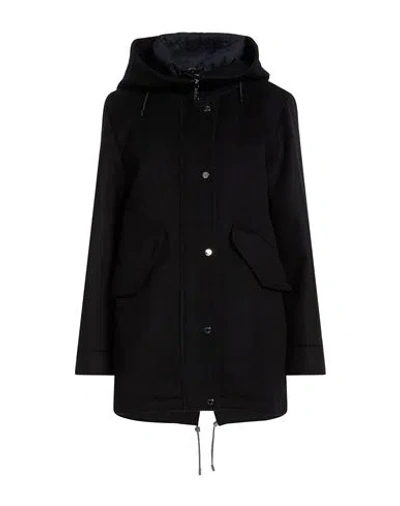 Moorer Woman Coat Midnight Blue Size 4 Wool, Cashmere In Black
