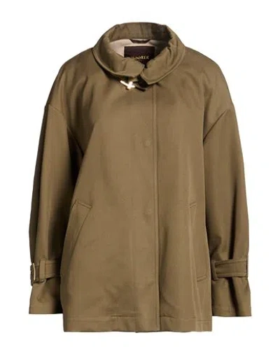 Moorer Woman Coat Military Green Size 6 Polyester, Cotton, Silk In Brown
