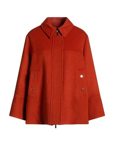 Moorer Woman Coat Rust Size 4 Wool, Cashmere In Red