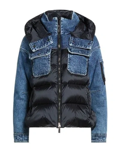 Moorer Woman Denim Outerwear Blue Size 2 Cotton, Polyurethane In Multi