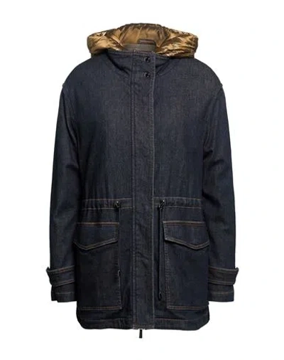 Moorer Woman Denim Outerwear Blue Size 4 Cotton, Cashmere, Elastane, Polyamide