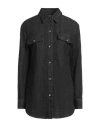 Moorer Woman Denim Shirt Black Size 6 Cotton In Black
