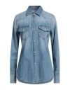Moorer Woman Denim Shirt Blue Size 4 Cotton In Blue
