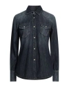 Moorer Woman Denim Shirt Blue Size 6 Cotton In Blue