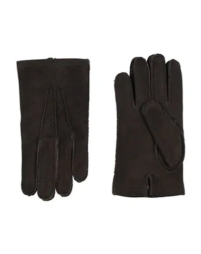 Moorer Woman Gloves Dark Brown Size 9.5 Leather In Black